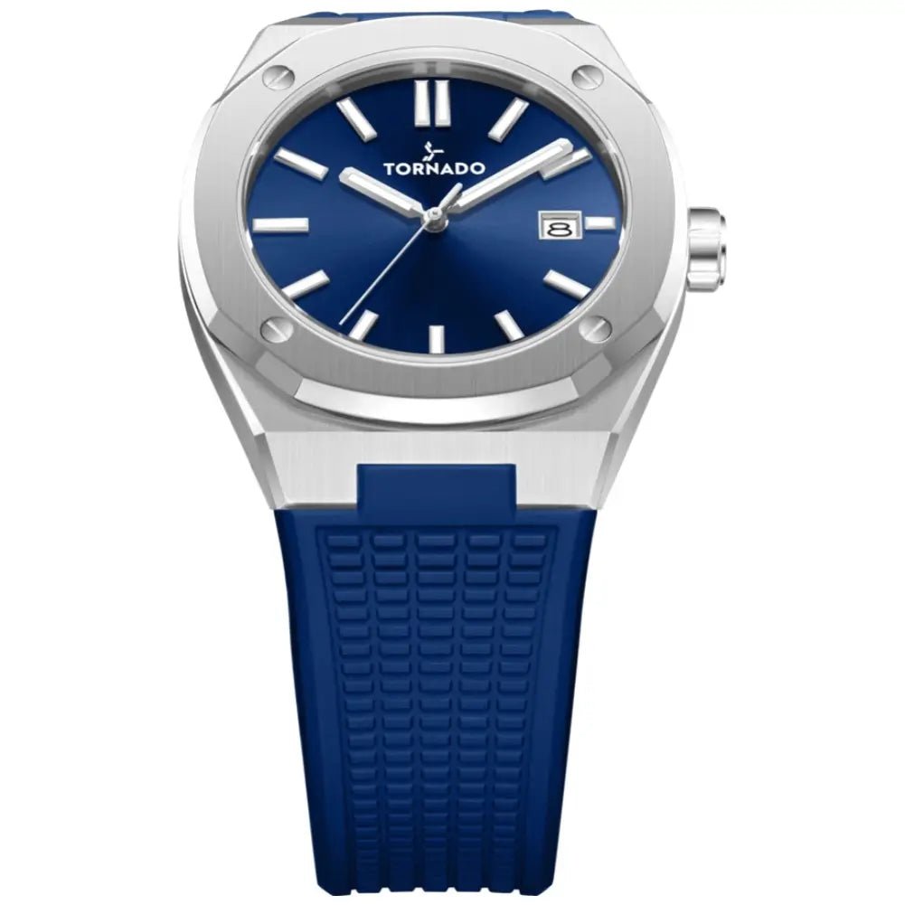 Tornado-TORNADO Aurora Twilight T23003-SSNN Analog Quartz Blue Dial Silicone Strap Men's Watch-Wristbear-6