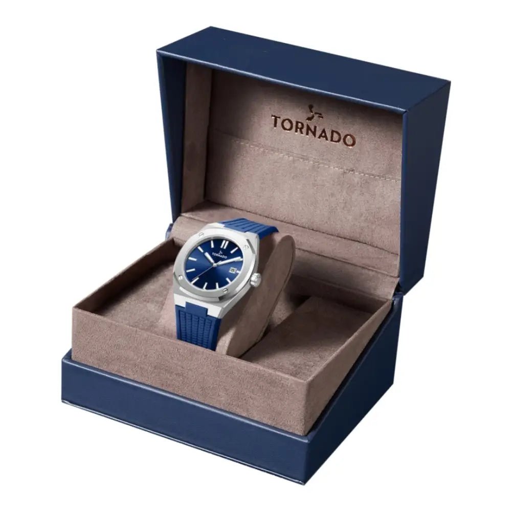 Tornado-TORNADO Aurora Twilight T23003-SSNN Analog Quartz Blue Dial Silicone Strap Men's Watch-Wristbear-3