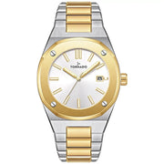 Tornado-TORNADO Aurora Twilight T23003-TBTW Analog Quartz White Dial Two-Tone Stainless Steel Bracelet Men's Watch-Wristbear-1