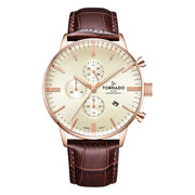 Tornado-TORNADO Celestia Elite T6102-RLDI Chronograph Quartz Ivory Dial Brown Leather Strap Men's Watch-Wristbear-1