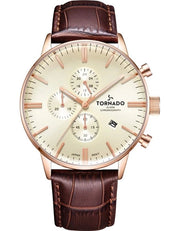 Tornado-Tornado Celestia Elite T6102-RLDI Men's Chronograph - 43mm Beige Dial-Wristbear-1