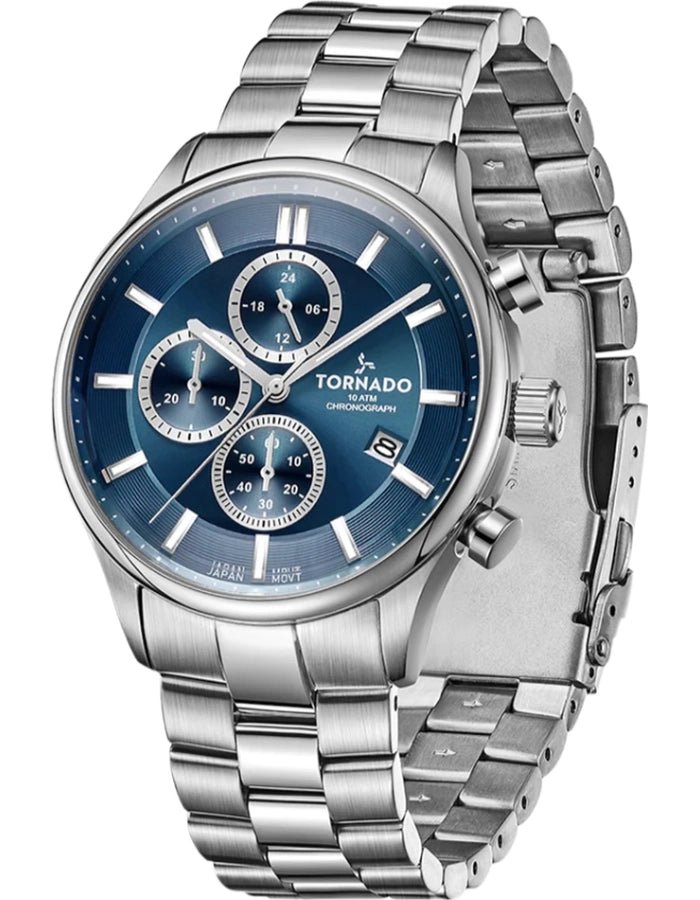 Tornado-Tornado Celestia Elite T6106B-SBSN Men's Chronograph - 42mm Blue Dial-Wristbear-2