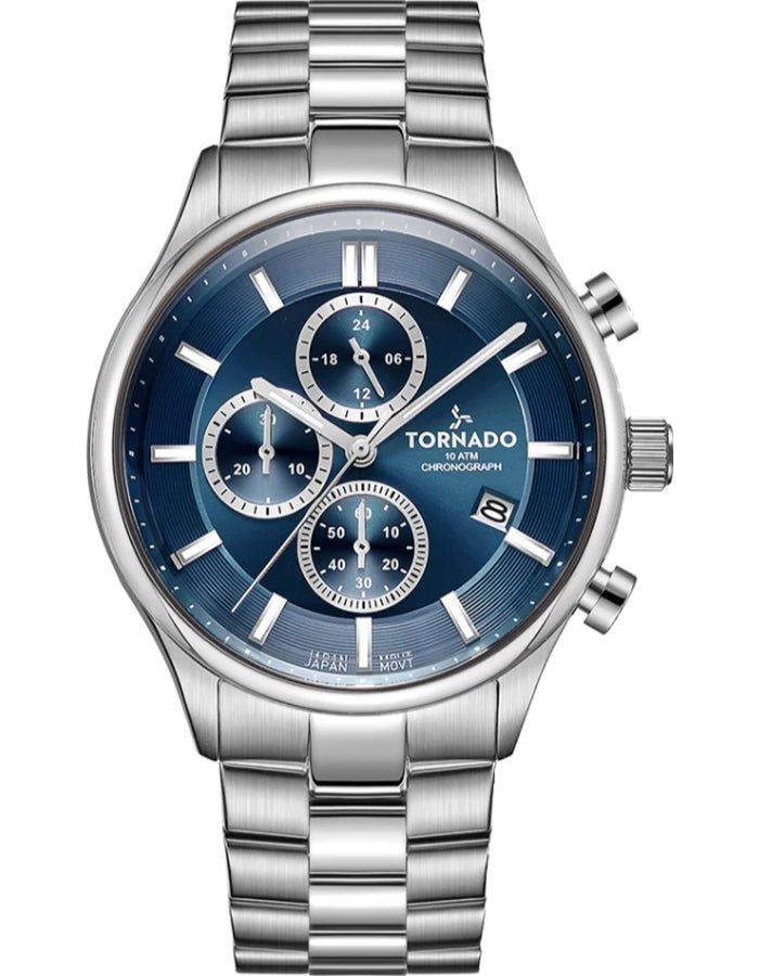 Tornado-Tornado Celestia Elite T6106B-SBSN Men's Chronograph - 42mm Blue Dial-Wristbear-1