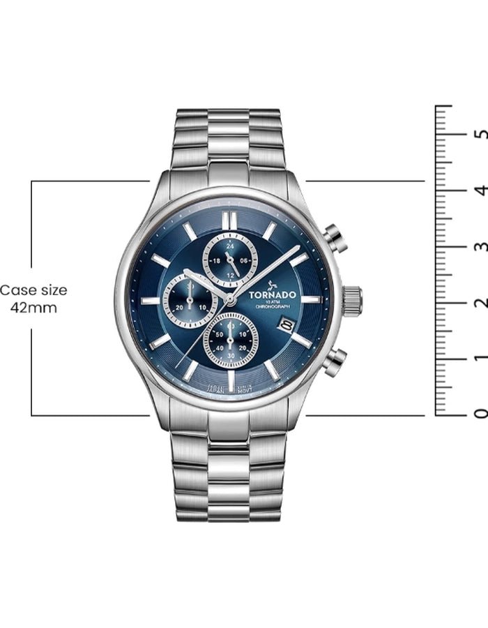Tornado-Tornado Celestia Elite T6106B-SBSN Men's Chronograph - 42mm Blue Dial-Wristbear-4