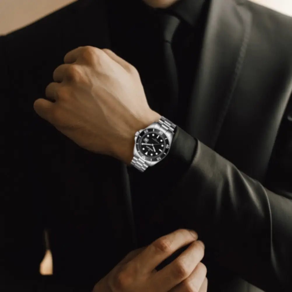 Tornado-TORNADO Lumina T22001-SBSB Analog Quartz Black Dial Stainless Steel Bracelet Men's Watch-Wristbear-2