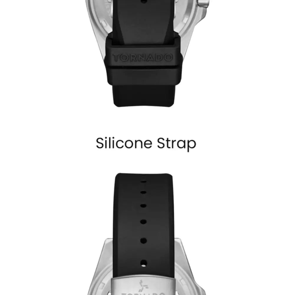 Tornado-TORNADO Lumina T22001-SSBB Analog Quartz Onyx Black Dial Black Silicone Strap Men's Watch-Wristbear-6