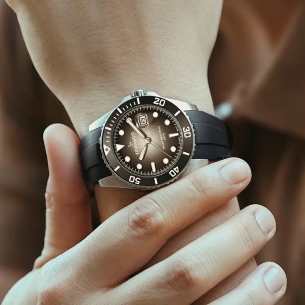 Tornado-TORNADO Lumina T22001-SSBB Analog Quartz Onyx Black Dial Black Silicone Strap Men's Watch-Wristbear-2