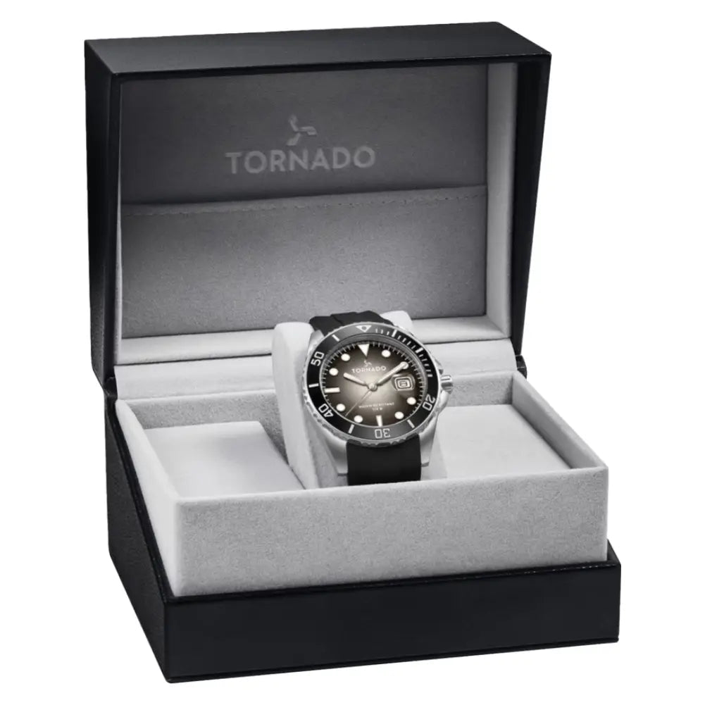 Tornado-TORNADO Lumina T22001-SSBB Analog Quartz Onyx Black Dial Black Silicone Strap Men's Watch-Wristbear-4