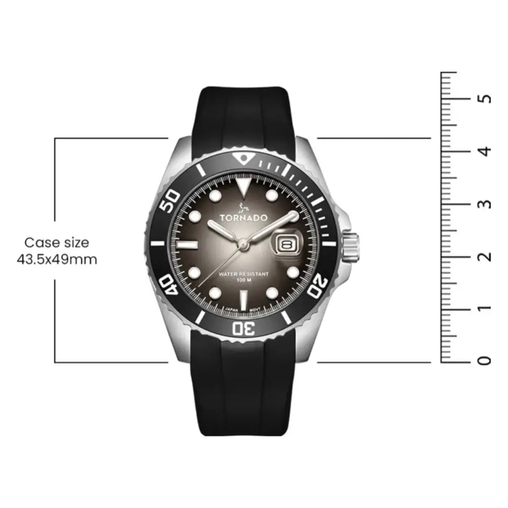 Tornado-TORNADO Lumina T22001-SSBB Analog Quartz Onyx Black Dial Black Silicone Strap Men's Watch-Wristbear-5