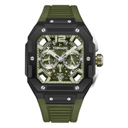 Tornado-TORNADO Xenith Curve T26101-BFHH Multi-Function Quartz Green Dial Green FKM Rubber Strap Men's Watch-Wristbear-1