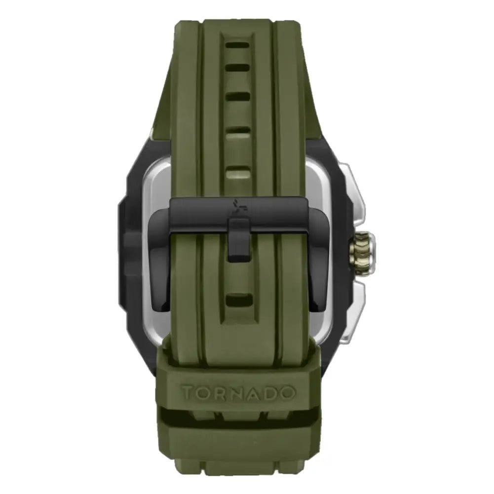 Tornado-TORNADO Xenith Curve T26101-BFHH Multi-Function Quartz Green Dial Green FKM Rubber Strap Men's Watch-Wristbear-5