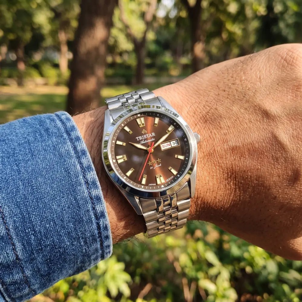 Tristar-Tristar BA21TMSSM03 Automatic Brown Dial Stainless Steel Men's Watch-Wristbear-2