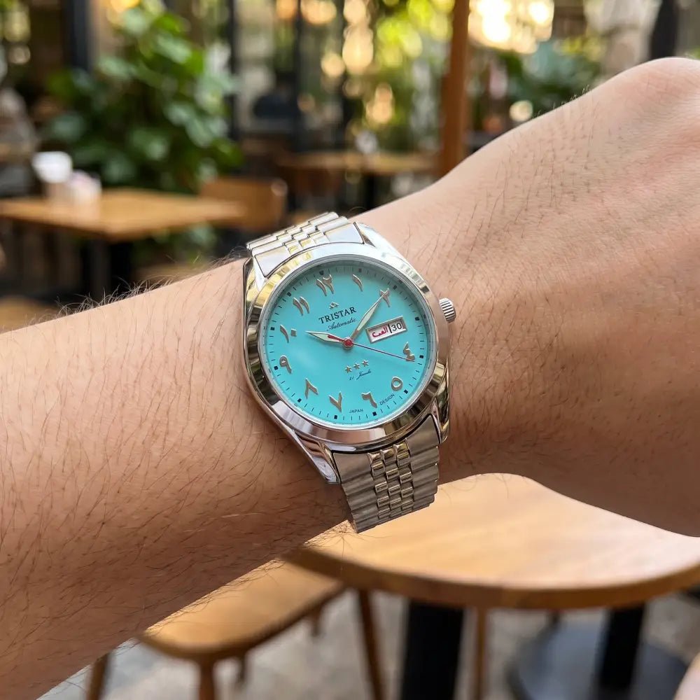 Tristar-Tristar BA33NMSSM03 Automatic Turquoise Blue Arabic Dial Stainless Steel Men's Watch-Wristbear-2