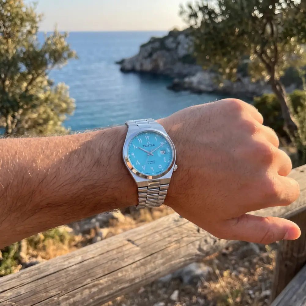 Tristar-Tristar NJ33NMSSM02 Automatic Turquoise Blue Arabic Dial Stainless Steel Men's Watch-Wristbear-2