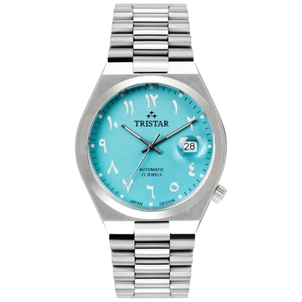 Tristar-Tristar NJ33NMSSM02 Automatic Turquoise Blue Arabic Dial Stainless Steel Men's Watch-Wristbear-1