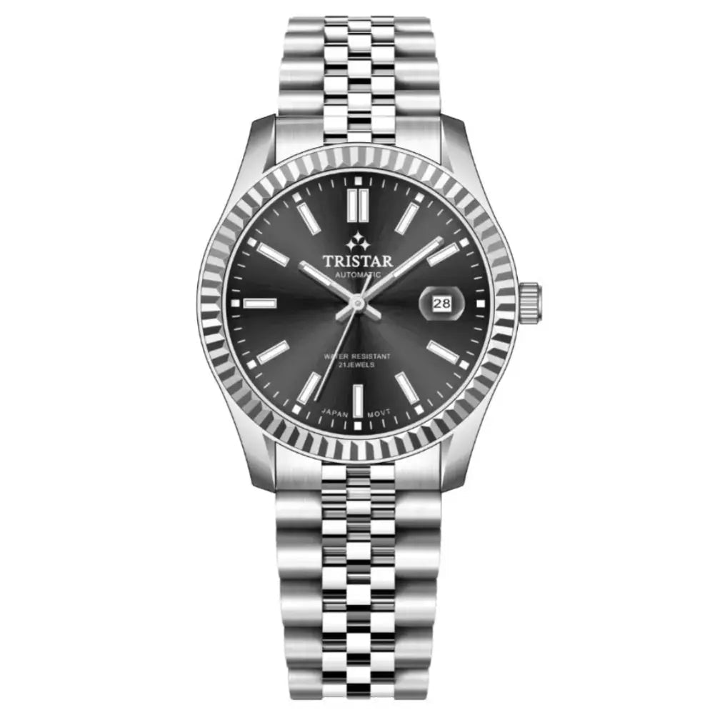 Tristar-Tristar RD31BMSSM02 Automatic Black Dial Sapphire Stainless Steel Men's Watch-Wristbear-1