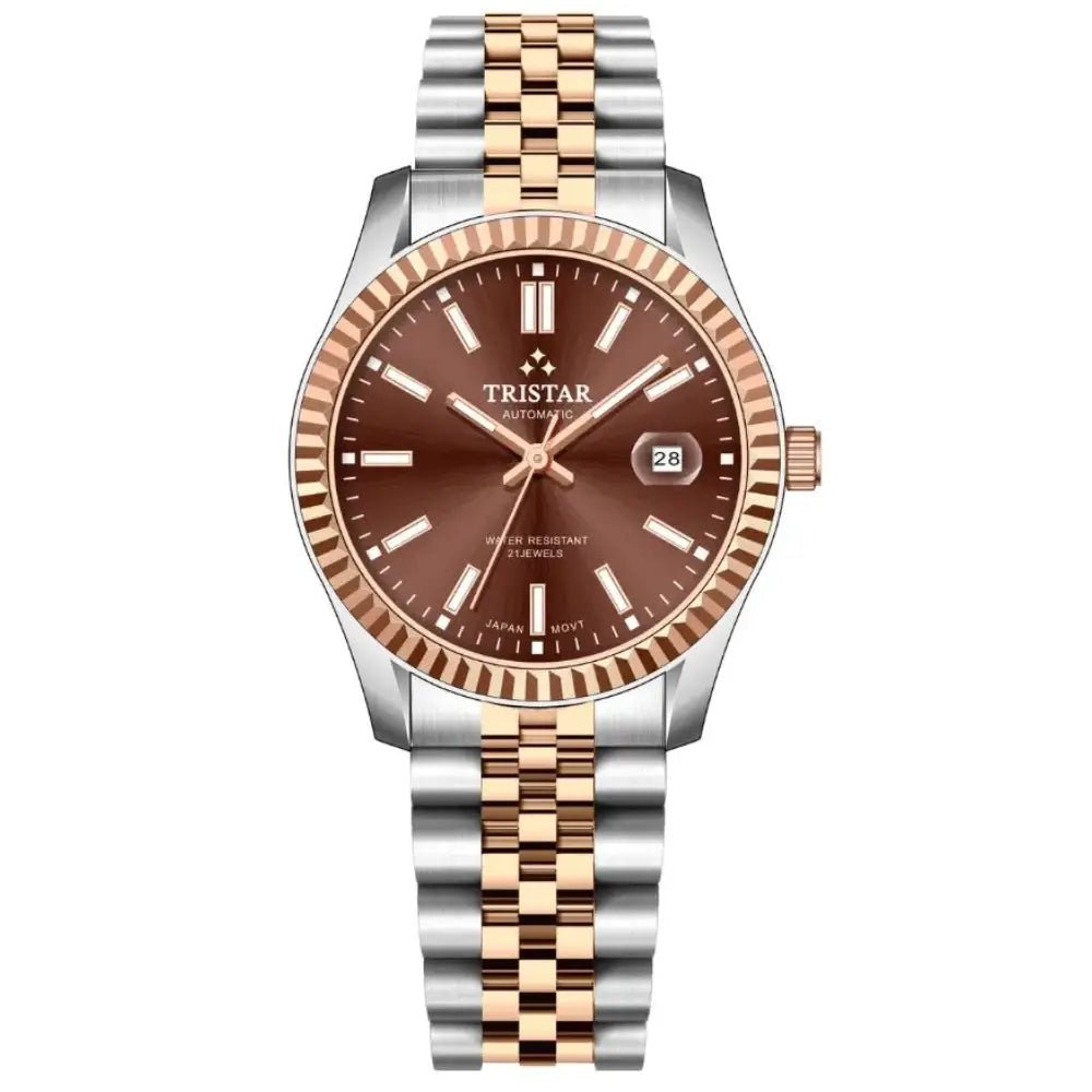 Tristar-Tristar RD31TMRTM02 Automatic Brown Dial Two-Tone Rose Gold Jubilee Men's Watch-Wristbear-1