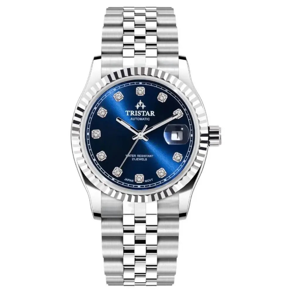 Tristar-Tristar RD41DMSSM02 Automatic Navy Blue Sunburst Dial Sapphire Stainless Steel Men's Watch-Wristbear-1