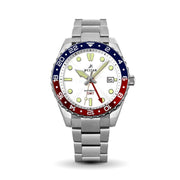 Westar 80012STN101 men's automatic GMT watch with white dial and silver bracelet
