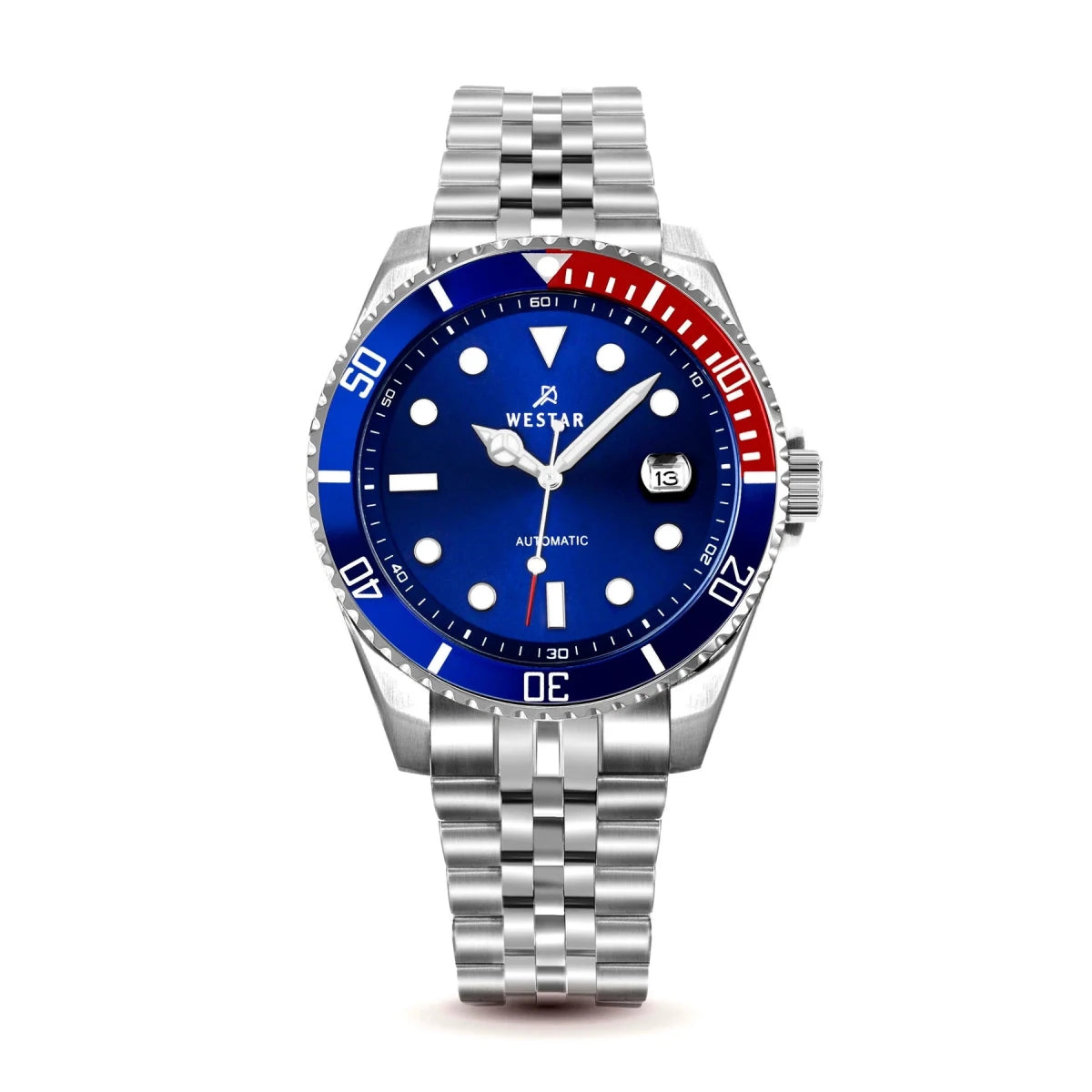 Westar-Westar 80013STN104 Men's 42mm Automatic Watch – Blue Dial-Wristbear-1