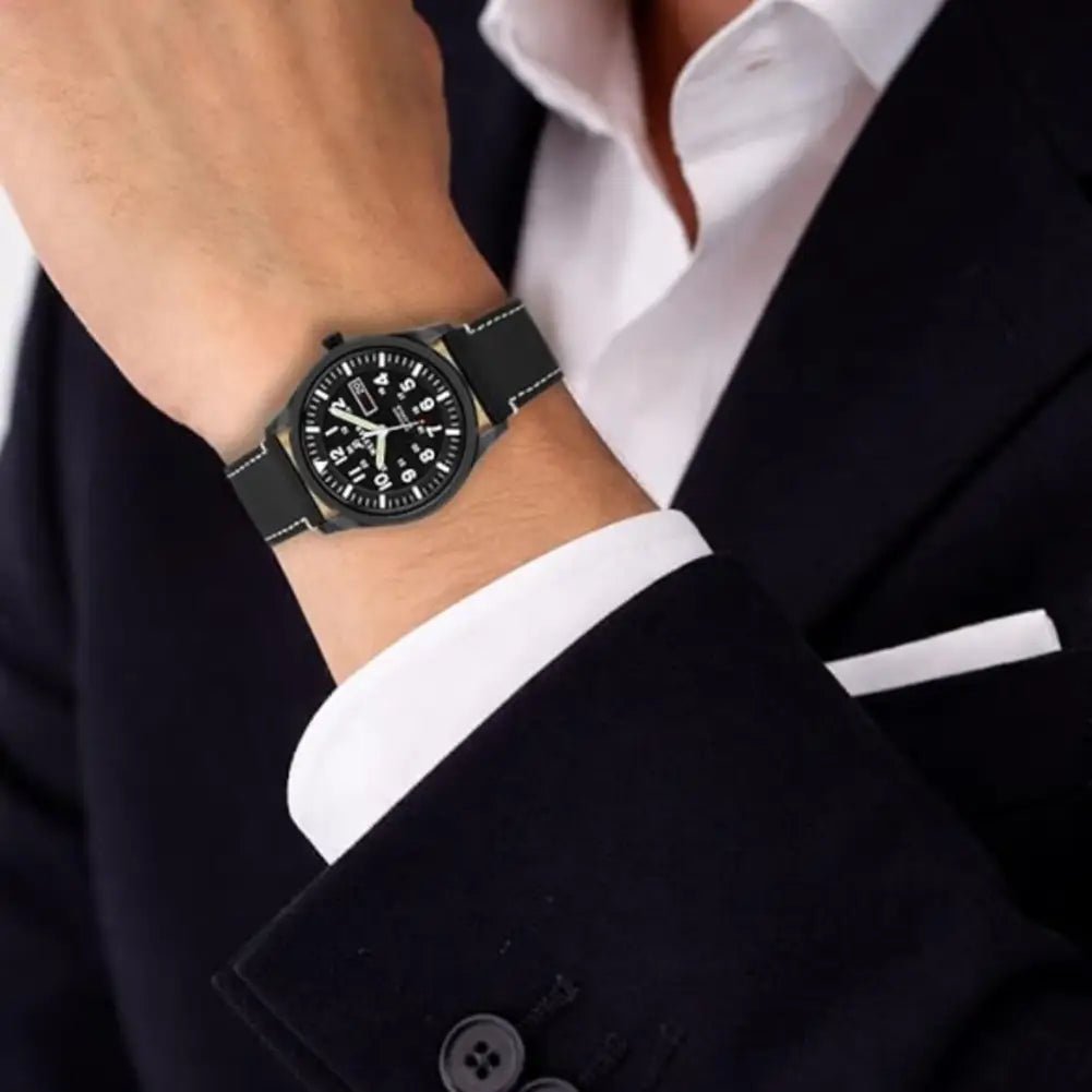 Westar-Westar 80016BBN103 Automatic Black Dial Black Leather Strap Men's Watch-Wristbear-2