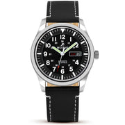 Westar-Westar 80016STN103 Automatic Black Dial Black Leather Strap Men's Watch-Wristbear-1