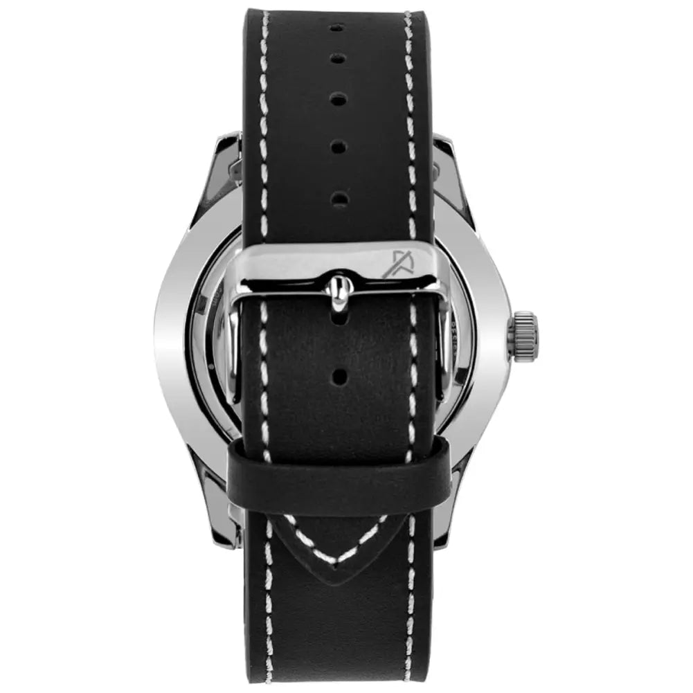 Westar-Westar 80016STN103 Automatic Black Dial Black Leather Strap Men's Watch-Wristbear-5