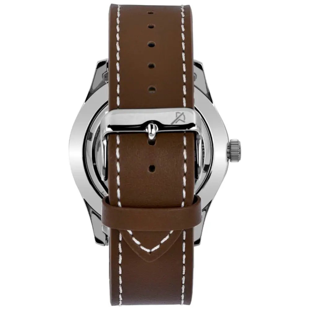 Westar-Westar 80016STN121 Automatic White Dial Brown Leather Strap Men's Watch-Wristbear-5