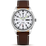 Westar-Westar 80016STN121 Automatic White Dial Brown Leather Strap Men's Watch-Wristbear-1