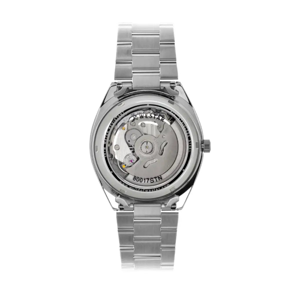 Westar-Westar 80017STN104 Automatic Blue Dial Stainless Steel Bracelet Men's Watch-Wristbear-4