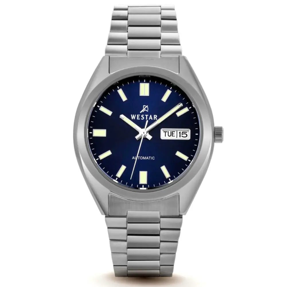 Westar-Westar 80017STN104 Automatic Blue Dial Stainless Steel Bracelet Men's Watch-Wristbear-1