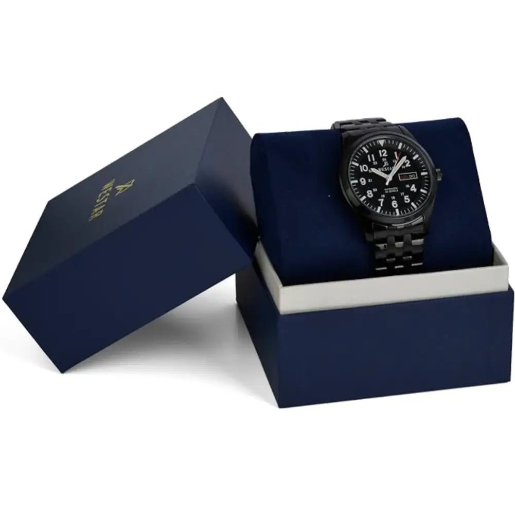Westar-Westar 80018BBN103 Automatic Black Dial Black Stainless Steel Bracelet Men's Watch-Wristbear-4