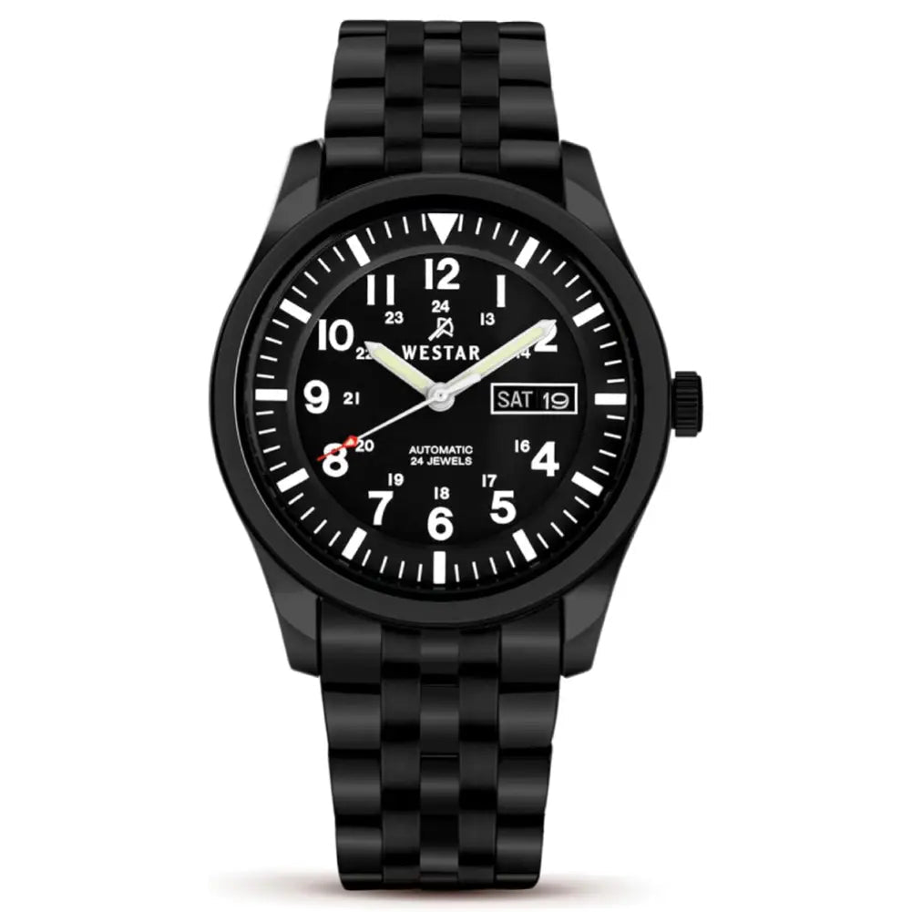 Westar-Westar 80018BBN103 Automatic Black Dial Black Stainless Steel Bracelet Men's Watch-Wristbear-1