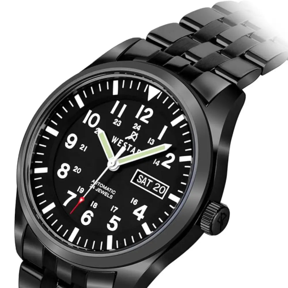 Westar-Westar 80018BBN103 Automatic Black Dial Black Stainless Steel Bracelet Men's Watch-Wristbear-3
