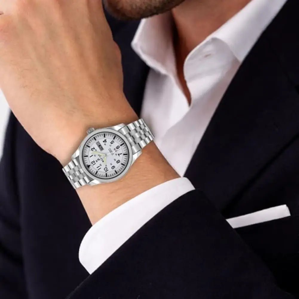 Westar-Westar 80018STN101 Automatic White Dial Stainless Steel Bracelet Men's Watch-Wristbear-2