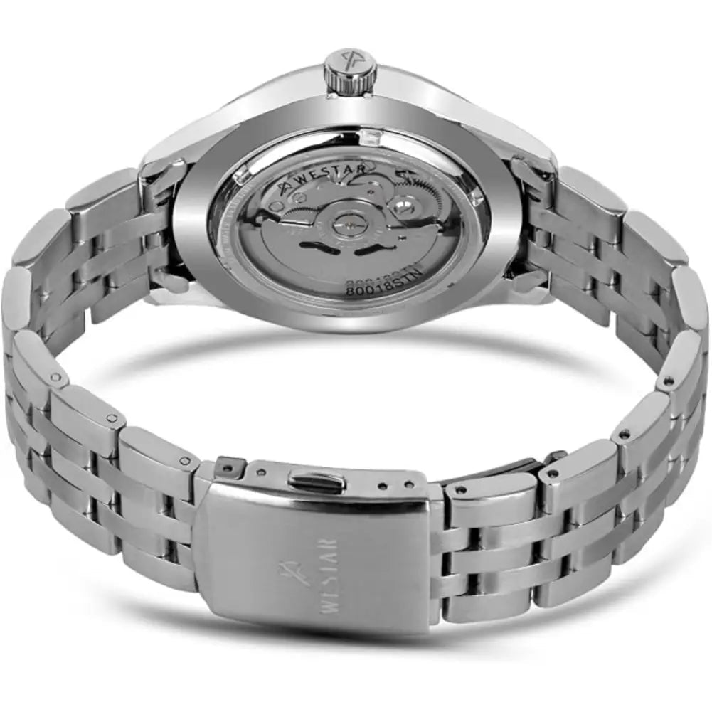 Westar-Westar 80018STN103 Automatic Black Dial Stainless Steel Bracelet Men's Watch-Wristbear-4