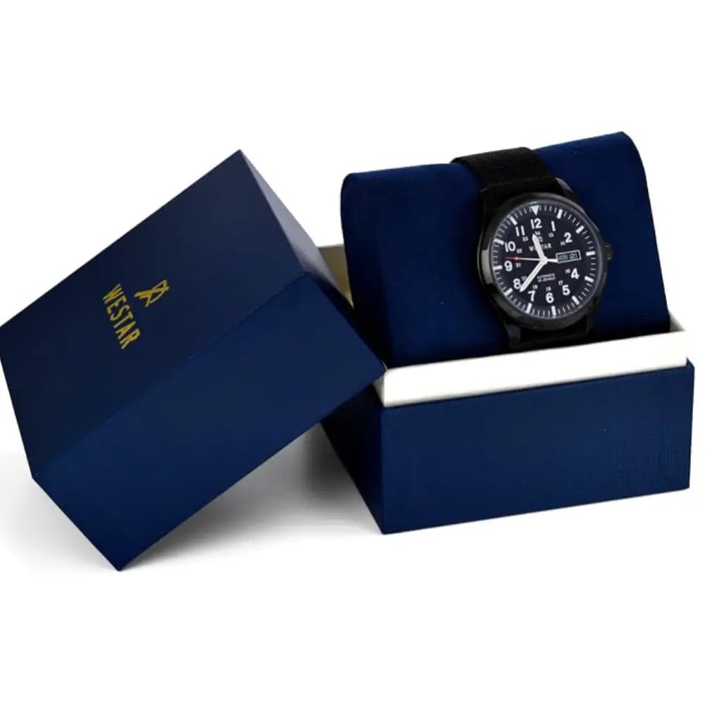 Westar-Westar 80019BBN103 Automatic Black Dial Black Textile Strap Men's Watch-Wristbear-6