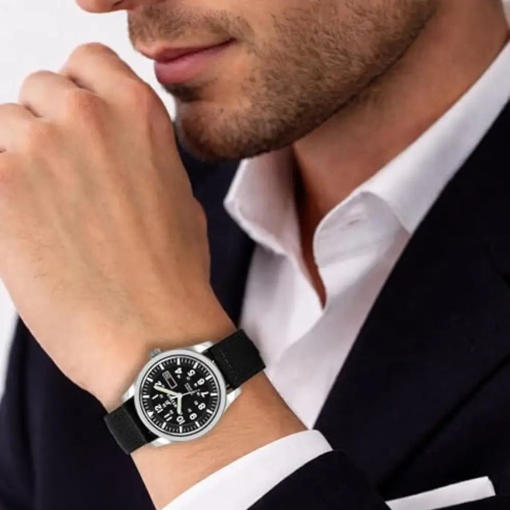 Westar-Westar 80019STN103 Automatic Black Dial Black Textile Strap Men's Watch-Wristbear-2