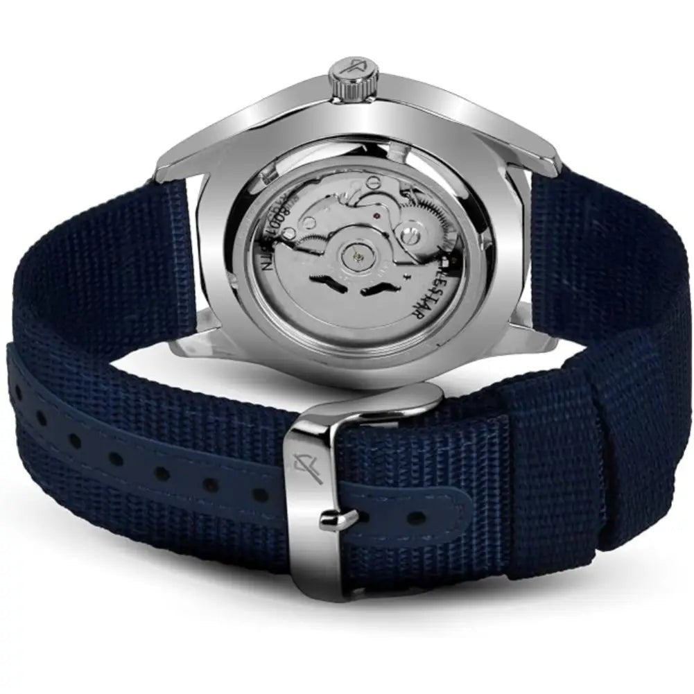 Westar-Westar 80019STN144 Automatic Blue Dial Blue Textile Strap Men's Watch-Wristbear-6