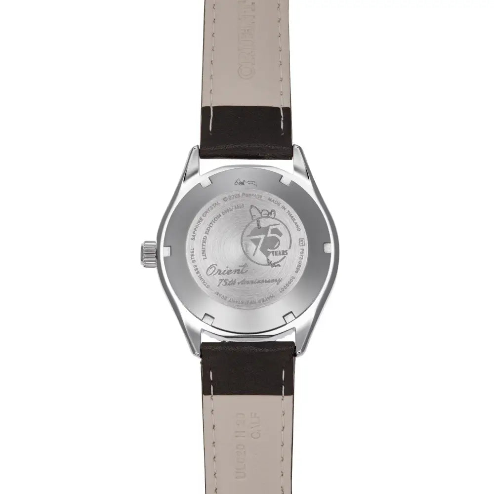 Orient Mako 40 x Peanuts 75th Anniversary Limited Edition RA-AC0Q08S Automatic White Dial Leather Strap Men’s Watch - shop_name WristbearRA-AC0Q08S